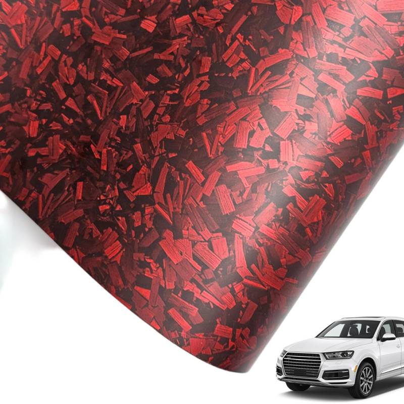 Forged Carbon Faser Wrap, 1 Roll Forged Carbon Faser Wrap 12 x 39 Zoll Mehrzweck-Haustier für Auto-Motorrad, mattrot von Jeorywoet