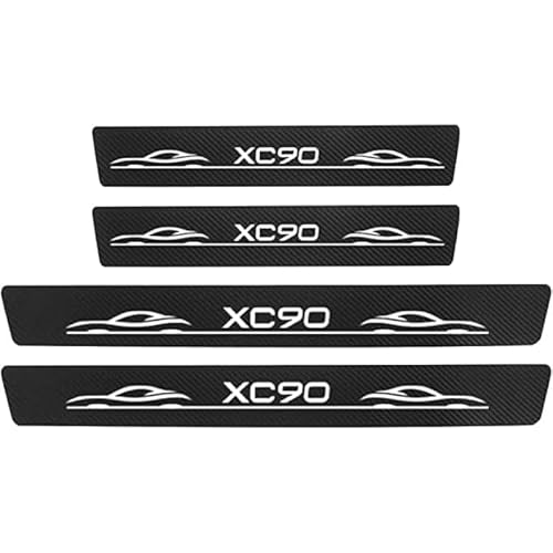 4 Stück Auto Einstiegsleisten Schutz, für Volvo XC90 Kohlefaser Auto Emblem Aufkleber Autotür Schutz Dekorations Zubehör von Jertyhgd
