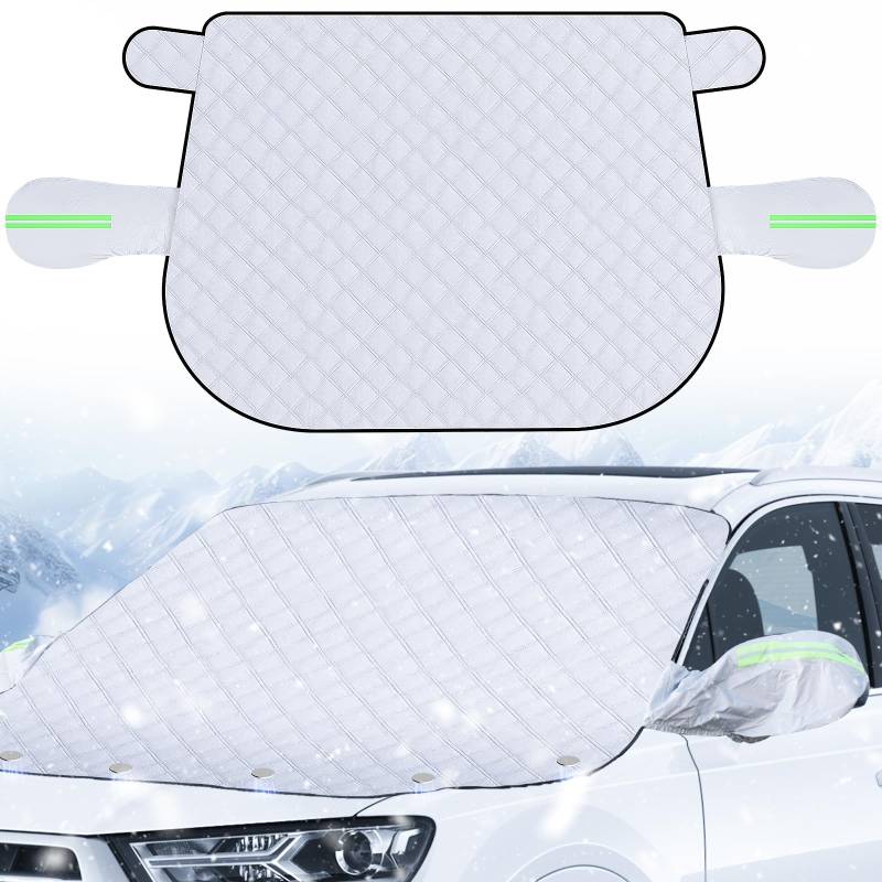 Frontscheibenabdeckung Winter, 157×126 cm Scheibenabdeckung Auto Winter, Ultra-Dick Windschutzscheibenabdeckung mit Magneten & Spiegelabdeckungen für gegen Sonne, Frost, Schnee, EIS für Auto/SUVS von Jewan