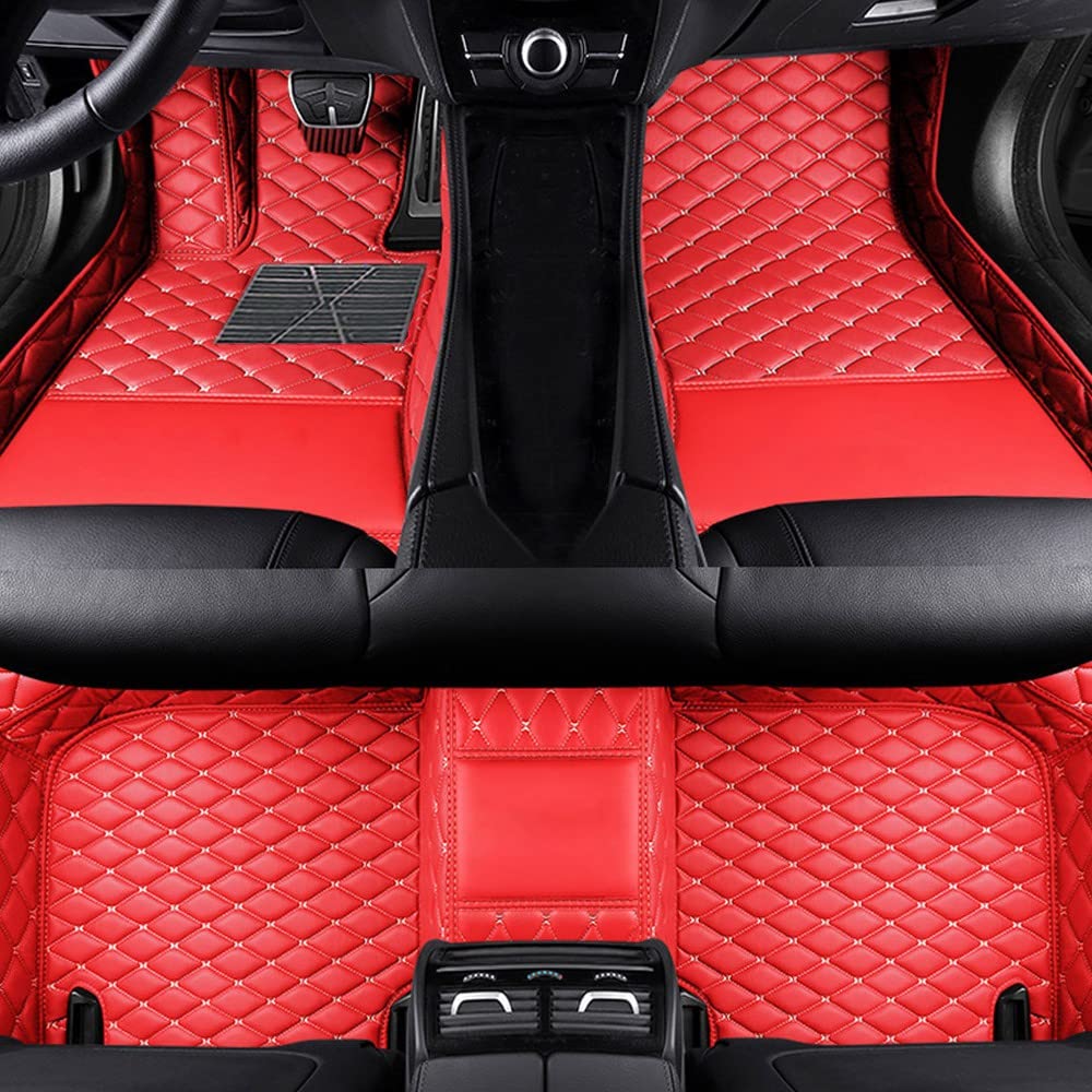 Benutzerdefinierte Auto Fußmatten Anpassbare 95% Auto Modell PU Leder voller bedeckter Schutz Advanced Performance Liners,Rot von Jialuode
