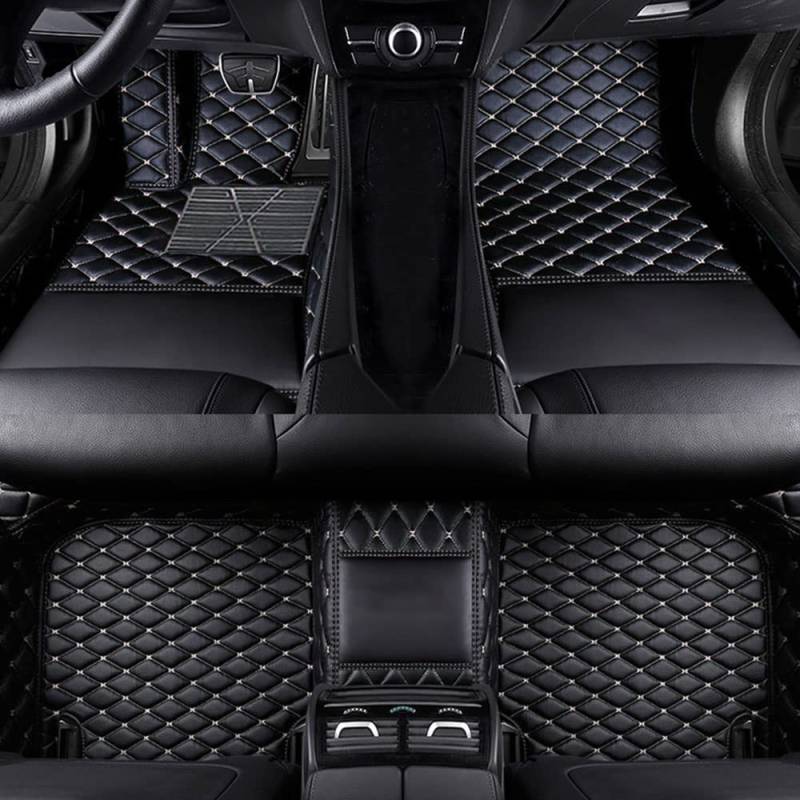 Benutzerdefinierte Auto Fußmatten Anpassbare 95% Auto Modell PU Leder Allwetter Wasserdichter Rutschfester Diamant voller bedeckter Schutz Advanced Performance Liners(Schwarz-beige) von Jialuode