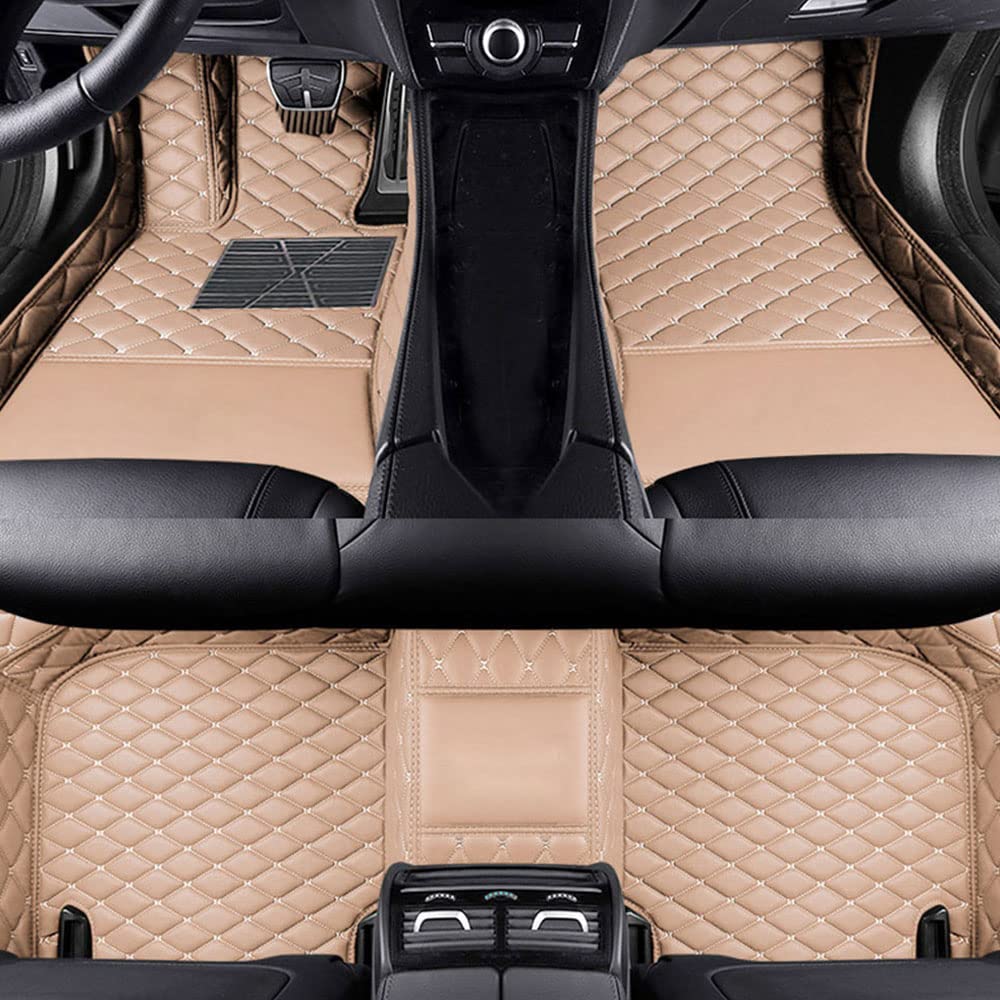 Benutzerdefinierte Auto Fußmatten Anpassbare 95% Auto Modell PU Leder voller bedeckter Schutz Advanced Performance Liners,Beige von Jialuode