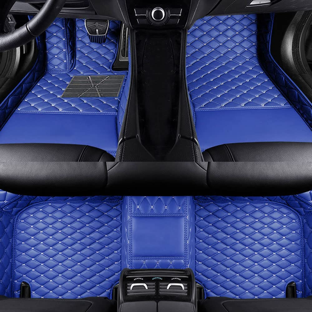 Benutzerdefinierte Auto Fußmatten Anpassbare 95% Auto Modell PU Leder voller bedeckter Schutz Advanced Performance Liners,Blau von Jialuode