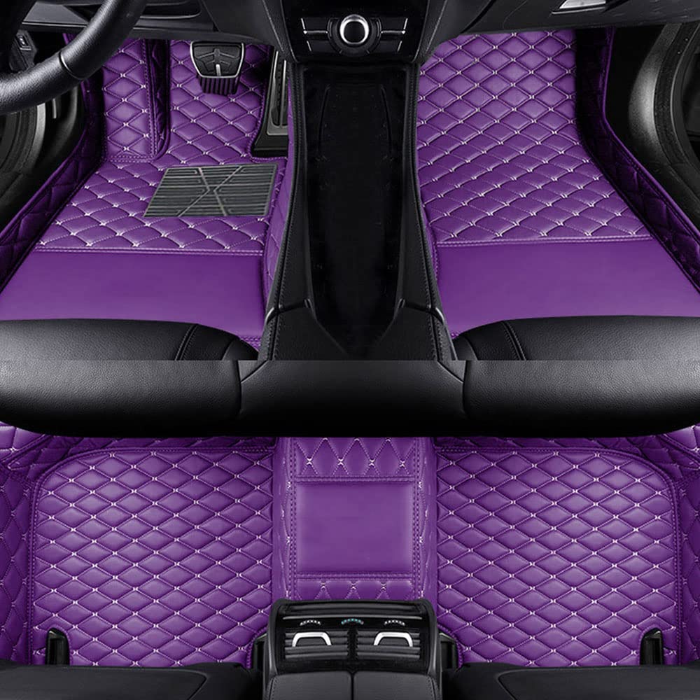 Benutzerdefinierte Auto Fußmatten Anpassbare 95% Auto Modell PU Leder voller bedeckter Schutz Advanced Performance Liners,Lila von Jialuode