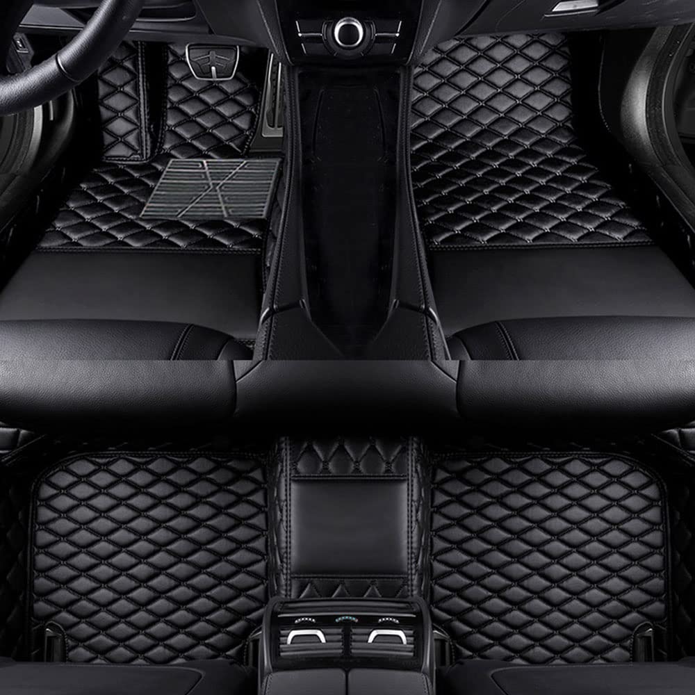 Benutzerdefinierte Auto Fußmatten Anpassbare 95% Auto Modell PU Leder voller bedeckter Schutz Advanced Performance Liners,Schwarz von Jialuode
