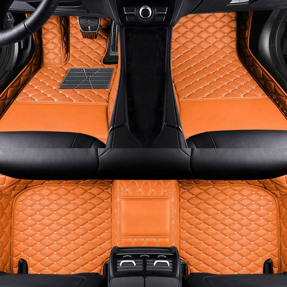 Benutzerdefinierte Auto Fußmatten Anpassbare 95% Auto Modell PU Leder voller bedeckter Schutz Advanced Performance Liners,orange von Jialuode
