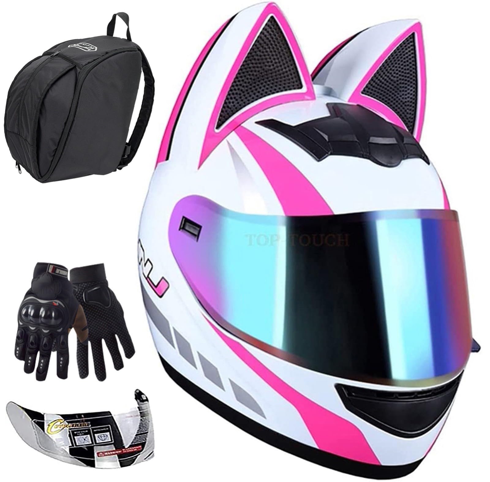 Full Face Motorradhelme Mit Katze Ohren Adult Flip Up Visiere Motocross Helm Motorrad-Crash-Modular Helmet Leichtbau ECE Certified Roller-Helm C,S=50-53CM Full Face Motorradhelme Mit Katze Ohren Adult Flip Up Visiere Motocross Helm Motorrad-Crash-Modular Helmet Leichtbau ECE Certified Roller-Helm C,S=50-53CM von JianJud
