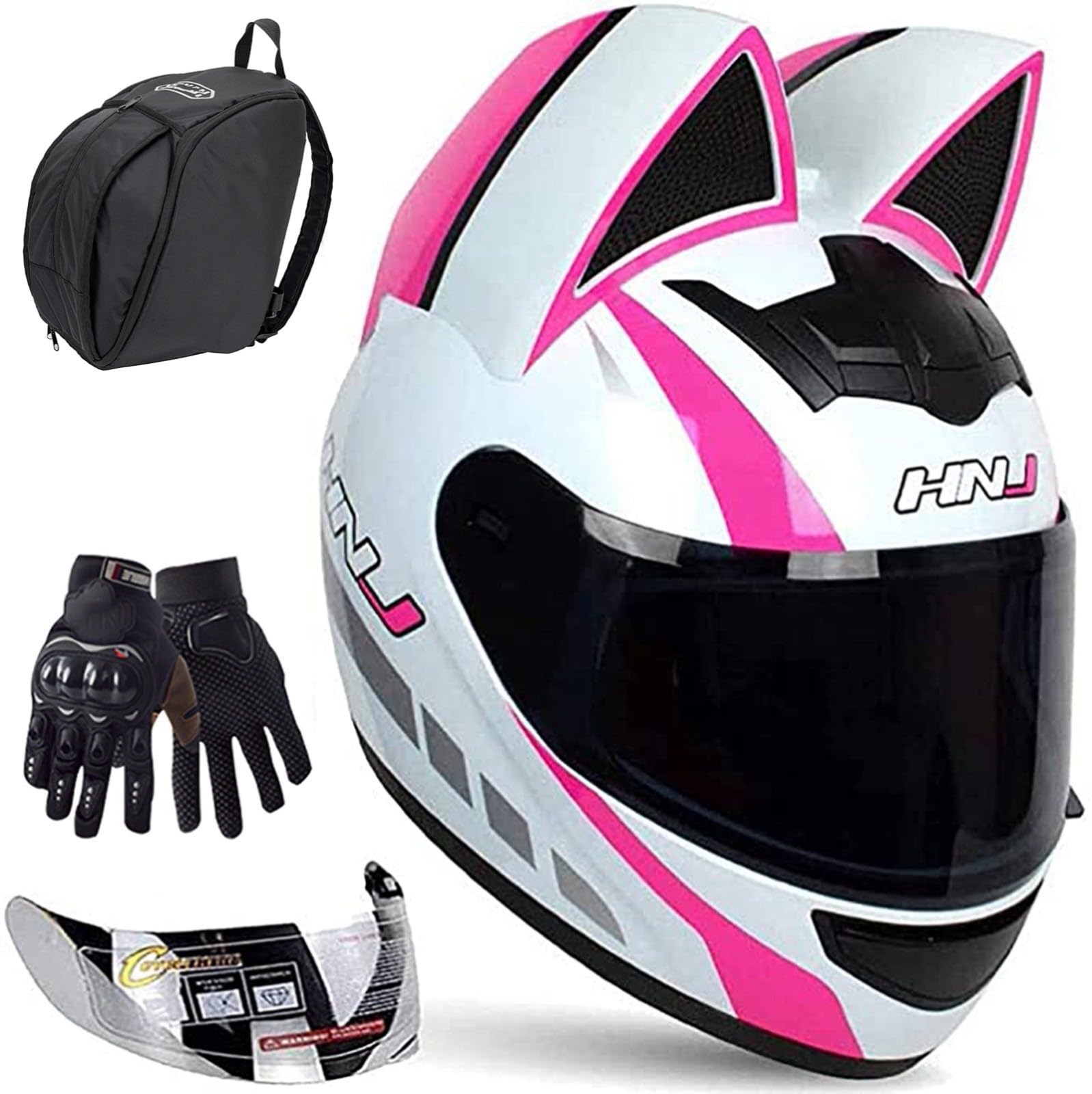 Full Face Motorradhelme Mit Katze Ohren Adult Flip Up Visiere Motocross Helm Motorrad-Crash-Modular Helmet Leichtbau ECE Certified Roller-Helm D, M=54-56CM Full Face Motorradhelme Mit Katze Ohren Adult Flip Up Visiere Motocross Helm Motorrad-Crash-Modular Helmet Leichtbau ECE Certified Roller-Helm D, M=54-56CM von JianJud