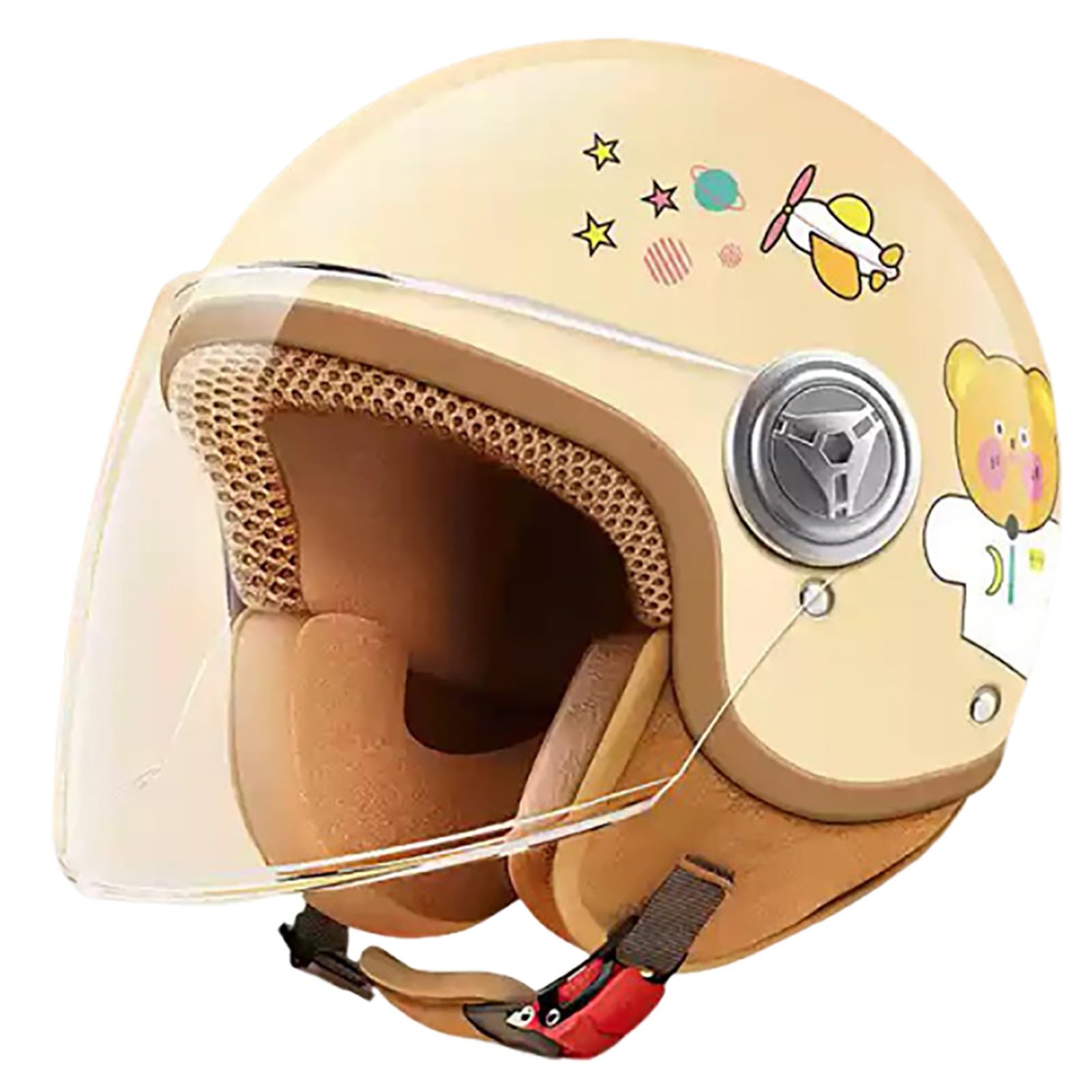 Motorradhelm Für Kinder, Rollerhelm, Jethelm Mit Sonnenblende, Rollerhelm Für Mädchen, Mopedhelm Für Jungen, 48–55 cm, Für Kinder Von 3–15 Jahren (C, 48-54cm) von JianJud