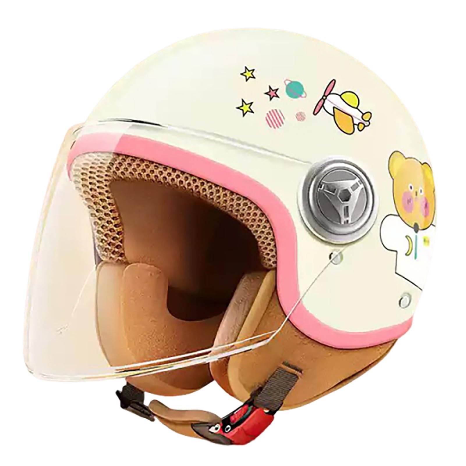 Motorradhelm Für Kinder, Rollerhelm, Jethelm Mit Sonnenblende, Rollerhelm Für Mädchen, Mopedhelm Für Jungen, 48–55 cm, Für Kinder Von 3–15 Jahren B,50-58CM von JianJud