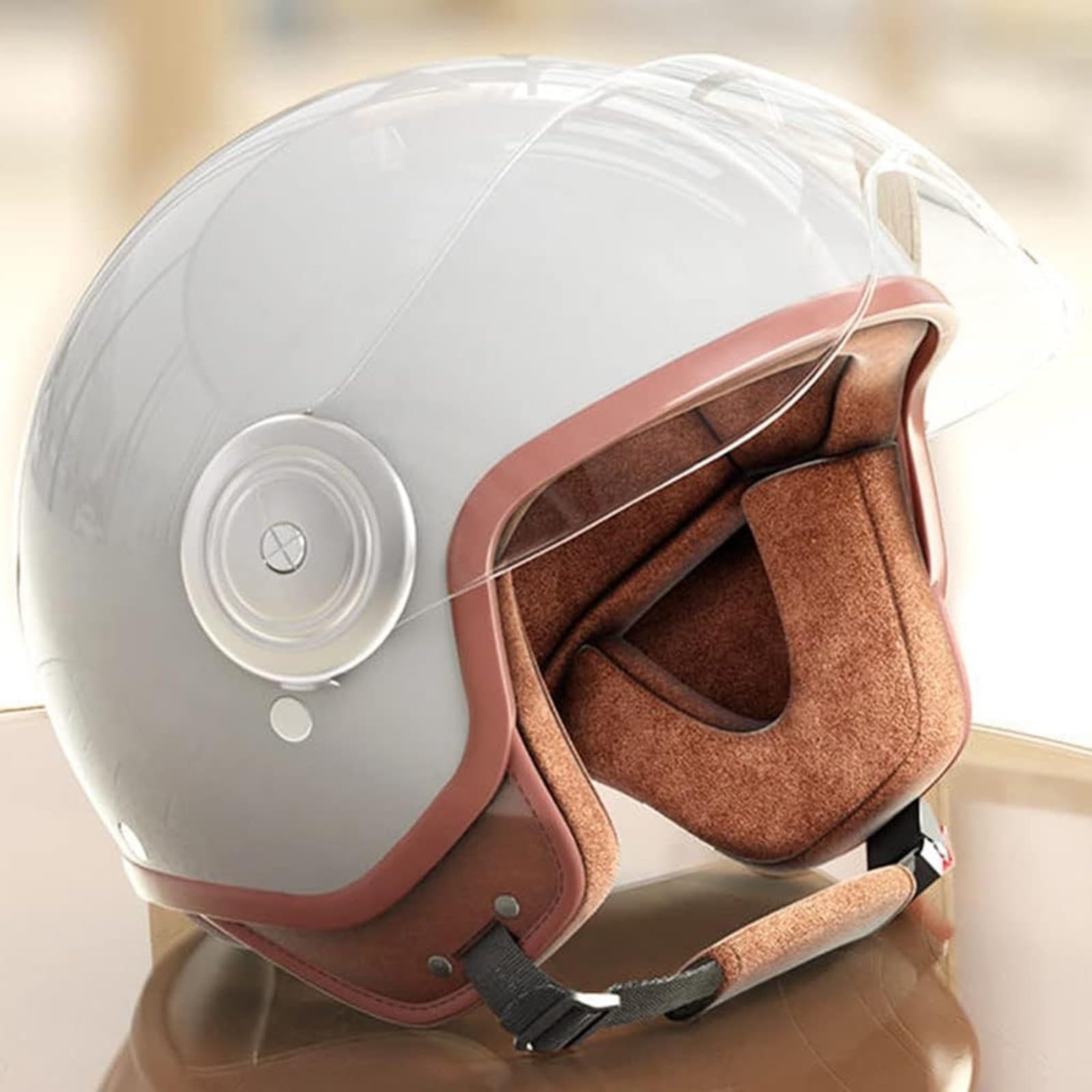 Open-Face-Motorradhelm Für Kinder Mit Visier, Half-Face-Scooter-Cruiser-Helm, Geeignet Für Damen, Herren, Moped, Bobber, Cafe Racer, Vintage-Straßenfahrradhelm, DOT/ECE-Geprüft B,50~64cm Open-Face-Motorradhelm Für Kinder Mit Visier, Half-Face-Scooter-Cruiser-Helm, Geeignet Für Damen, Herren, Moped, Bobber, Cafe Racer, Vintage-Straßenfahrradhelm, DOT/ECE-Geprüft B,50~64cm von JianJud