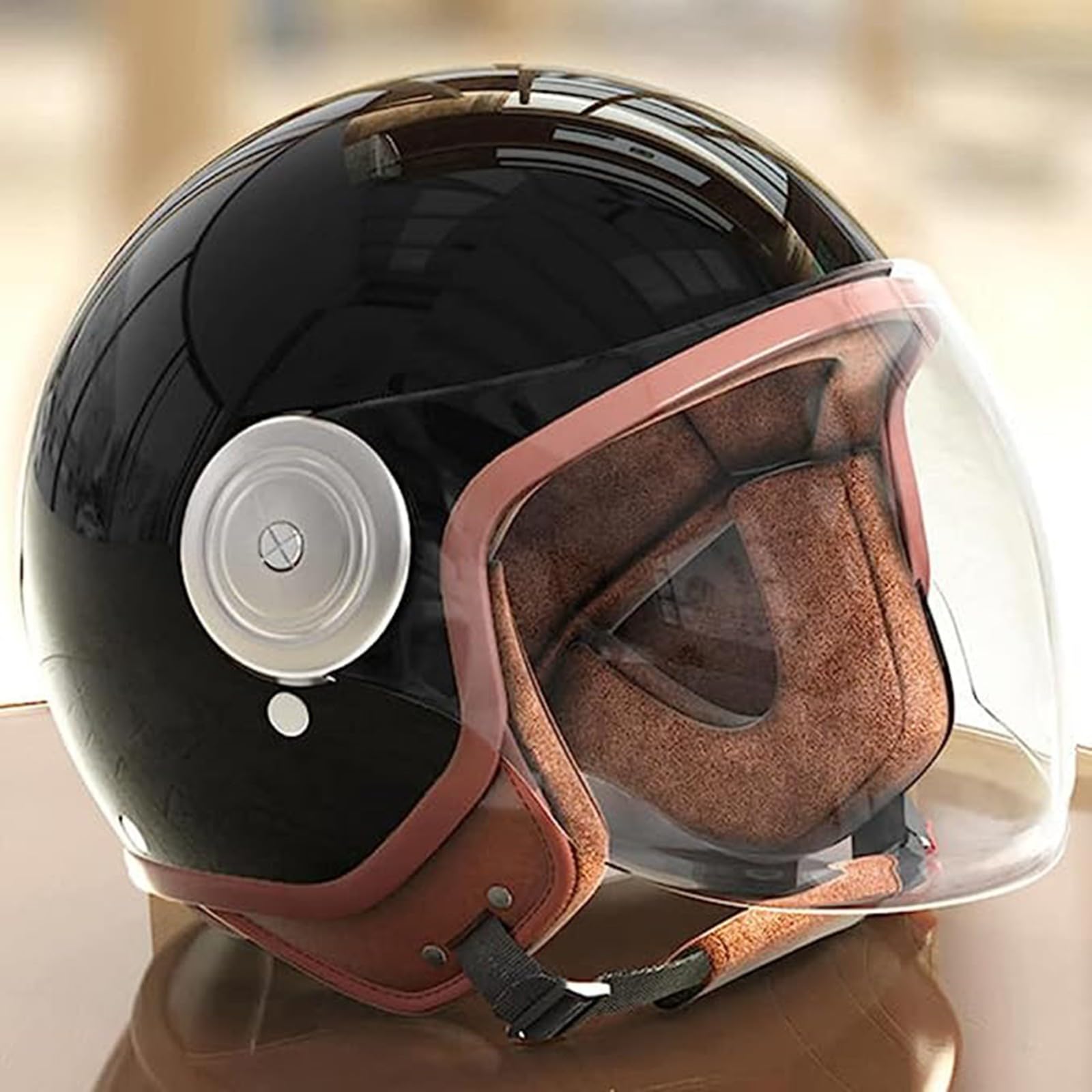Open-Face-Motorradhelm Für Kinder Mit Visier, Half-Face-Scooter-Cruiser-Helm, Geeignet Für Damen, Herren, Moped, Bobber, Cafe Racer, Vintage-Straßenfahrradhelm, DOT/ECE-Geprüft G,50~64cm Open-Face-Motorradhelm Für Kinder Mit Visier, Half-Face-Scooter-Cruiser-Helm, Geeignet Für Damen, Herren, Moped, Bobber, Cafe Racer, Vintage-Straßenfahrradhelm, DOT/ECE-Geprüft G,50~64cm von JianJud