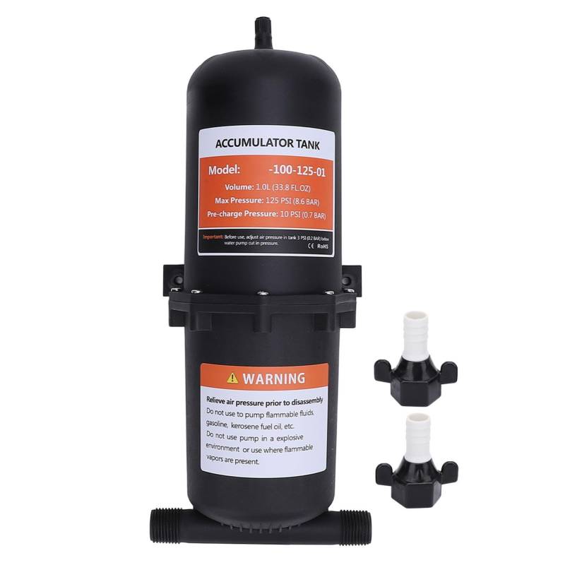 1-Liter-Akkumulatortank, Unter Druck Stehender Akkumulatortank für Wohnmobile, Boote, Wohnwagen, Wohnwagen, 1/2 MNPT-Anschluss, Maximal 125 PSI, Durchflusskontroll-Innenblase von Jiawu