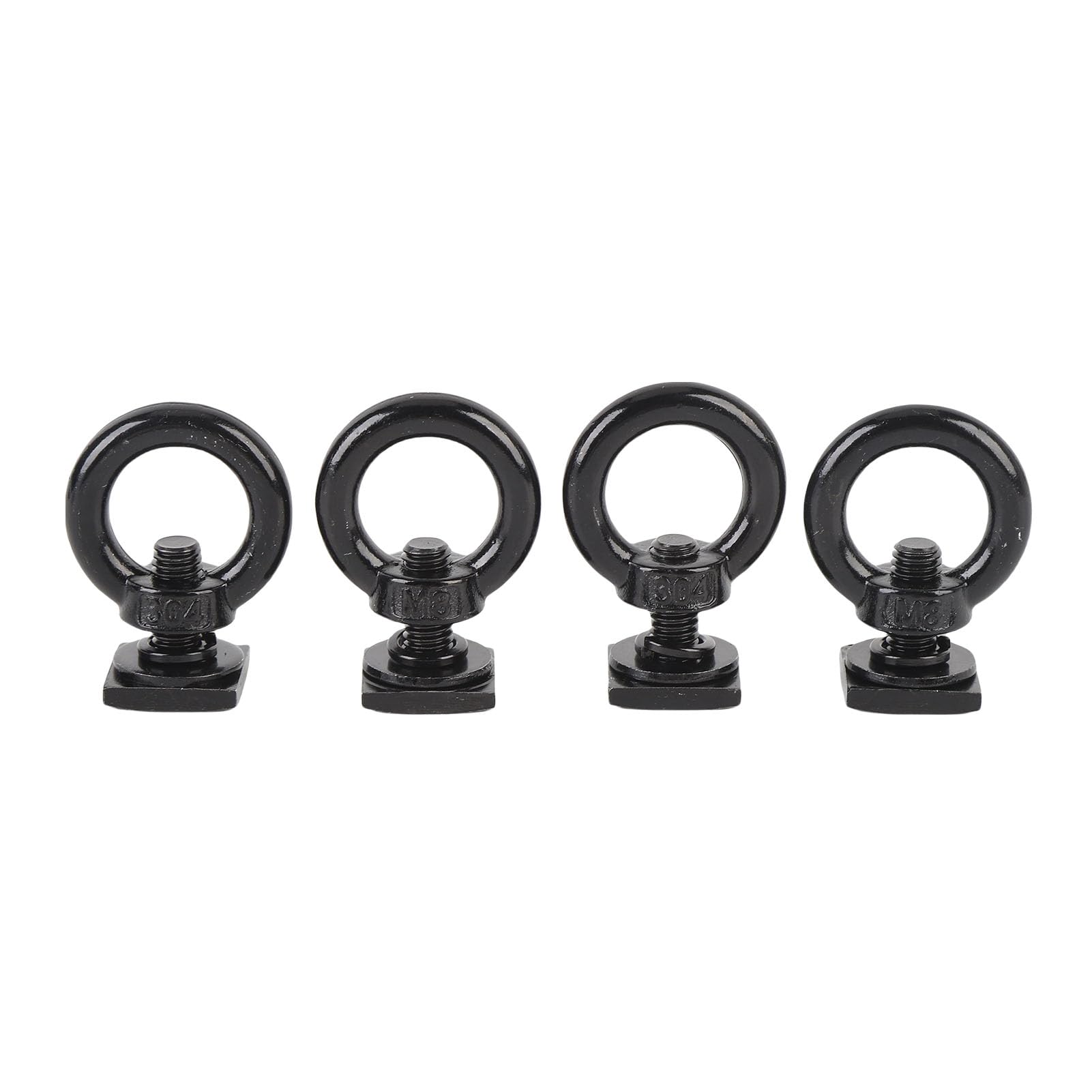 Jiawu 4-teiliger T-Schienen-Zurranker für Dachgepäckträger, robuster ringförmiger M8-Ringbolzen aus Edelstahl, Zurrringe mit T-Bolzen-Ringmutter zum Halten von Bungee-Seilen, Seilen, (Black) von Jiawu