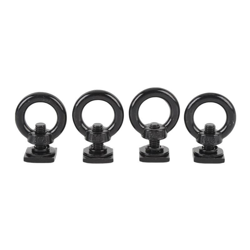 Jiawu 4-teiliger T-Schienen-Zurranker für Dachgepäckträger, robuster ringförmiger M8-Ringbolzen aus Edelstahl, Zurrringe mit T-Bolzen-Ringmutter zum Halten von Bungee-Seilen, Seilen, (Black) von Jiawu