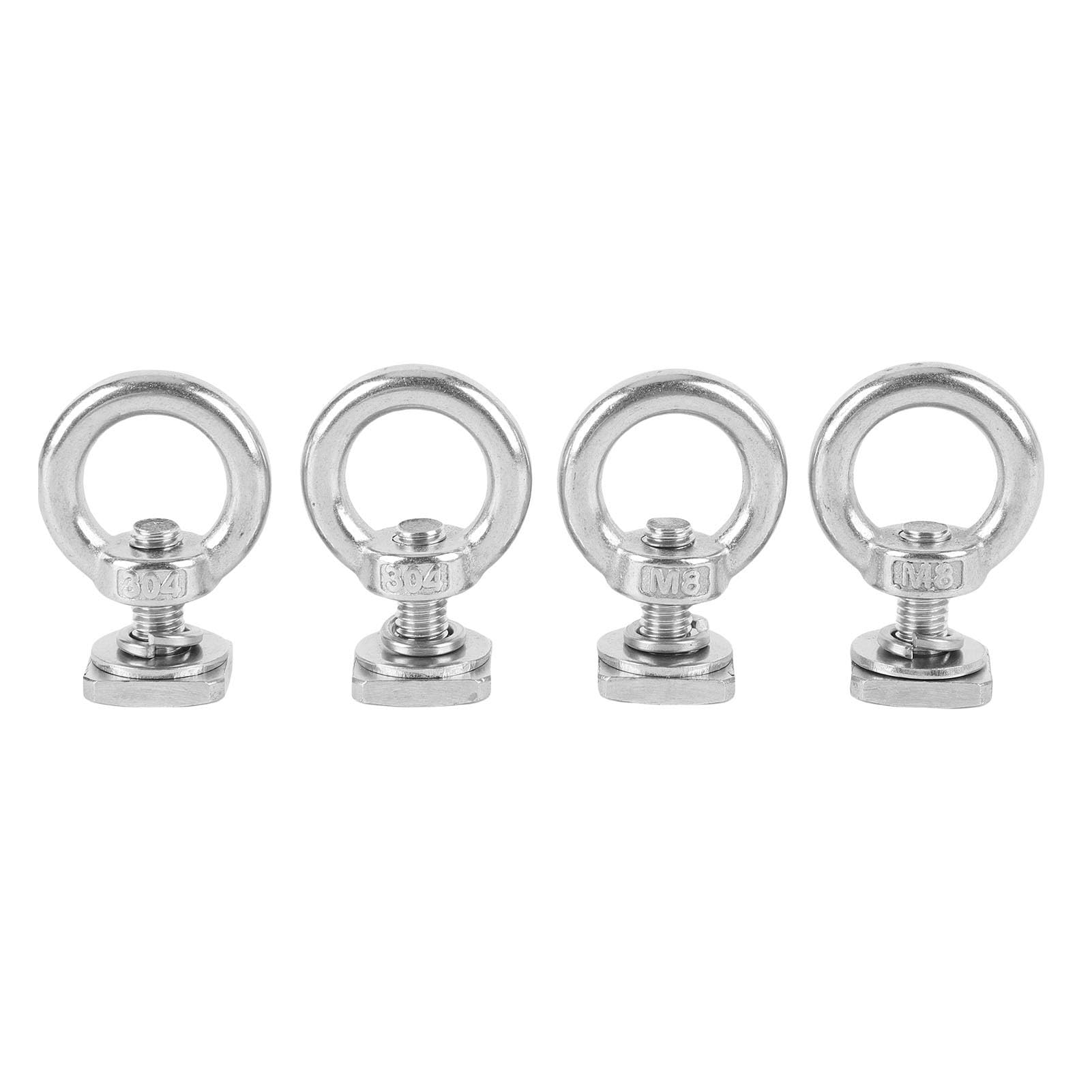 Jiawu 4-teiliger T-Schienen-Zurranker für Dachgepäckträger, robuster ringförmiger M8-Ringbolzen aus Edelstahl, Zurrringe mit T-Bolzen-Ringmutter zum Halten von Bungee-Seilen, Seilen, (Silver) von Jiawu