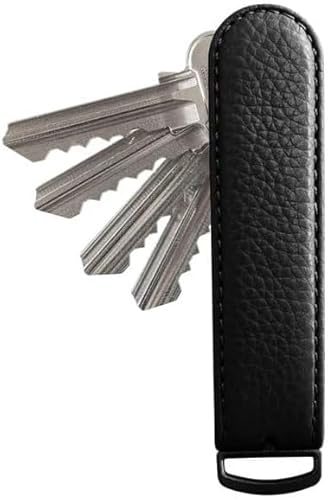 Jibbon Italian Premium Leather Key Organizer - Stylish Key Holder with Marine Grade 316 Stainless Steel, Compact EDC Keychain, Accommodates Up To 9 Keys, Including Car Keys - (All Black) von Jibbon