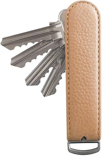 Jibbon Italian Premium Leather Key Organizer - Stylish Key Holder with Marine Grade 316 Stainless Steel, Compact EDC Keychain, Accommodates Up To 9 Keys, Including Car Keys - (Crema) von Jibbon