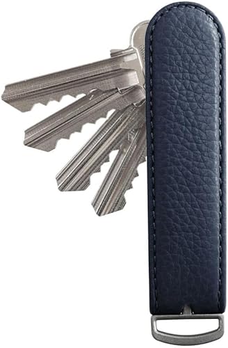 Jibbon Italian Premium Leather Key Organizer - Stylish Key Holder with Marine Grade 316 Stainless Steel, Compact EDC Keychain, Accommodates Up To 9 Keys, Including Car Keys - (Navy) von Jibbon