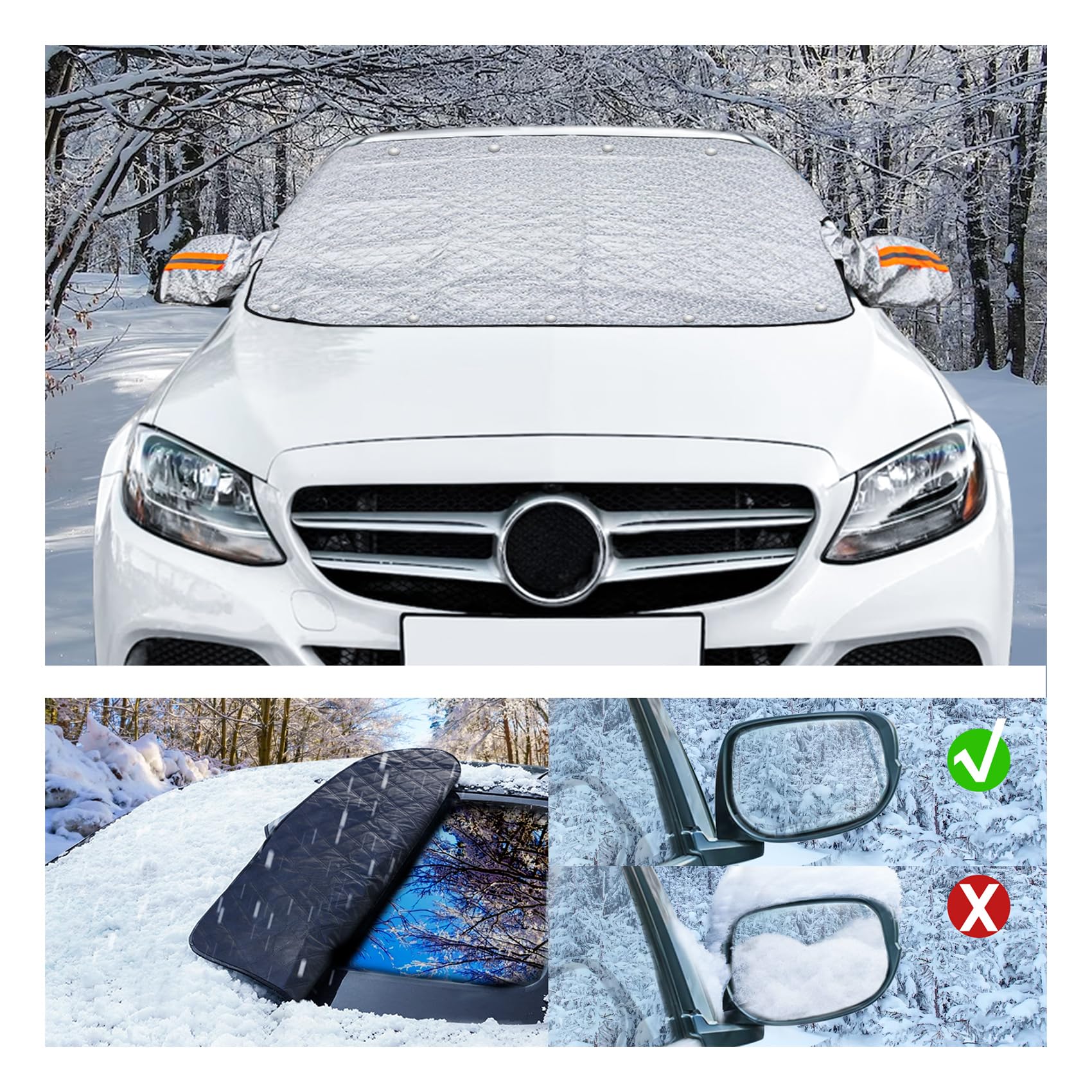 Faltbarer Sonnenschutz Auto Frontscheibe,UV-Schutz Auto Windschutzscheibe Sonnenschirm,Auto Frontscheibenabdeckung Winter,Auto Windschutzscheibenabdeckung,Car Windscreen Covers for Winter-145CMx115CM von Jiltlu