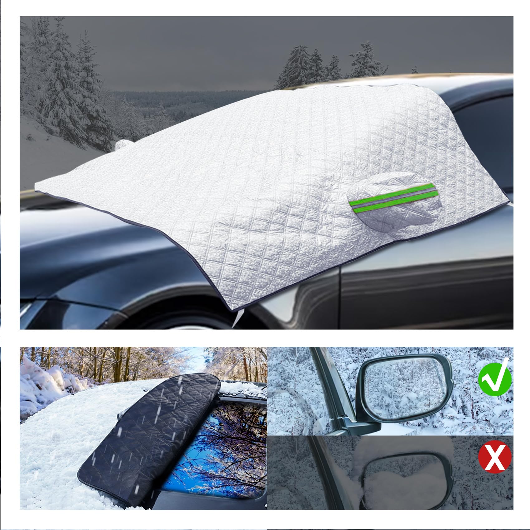 Jiltlu Frontscheibenabdeckung Winter,Auto Frontscheibenabdeckung, Auto Windschutzscheibenabdeckung,Autoscheibenabdeckung Winter,SUV Frontscheibenabdeckung Cars All Weather-General Type 230CM*145CM von Jiltlu