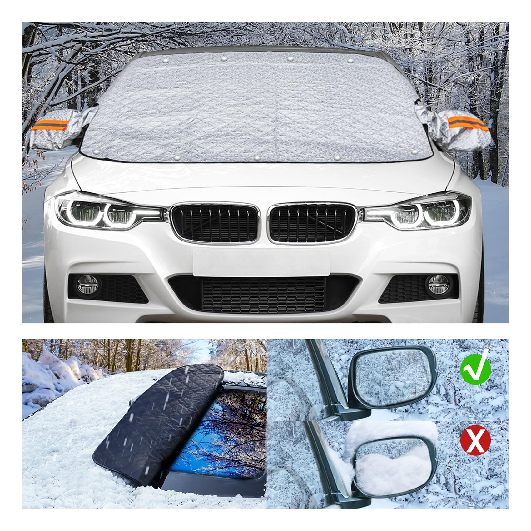 Faltbarer Sonnenschutz Auto Frontscheibe,UV-Schutz Auto Windschutzscheibe Sonnenschirm,Auto Frontscheibenabdeckung Winter,Auto Windschutzscheibenabdeckung,Car Windscreen Covers for Winter-170CMx145CM von Jiltlu