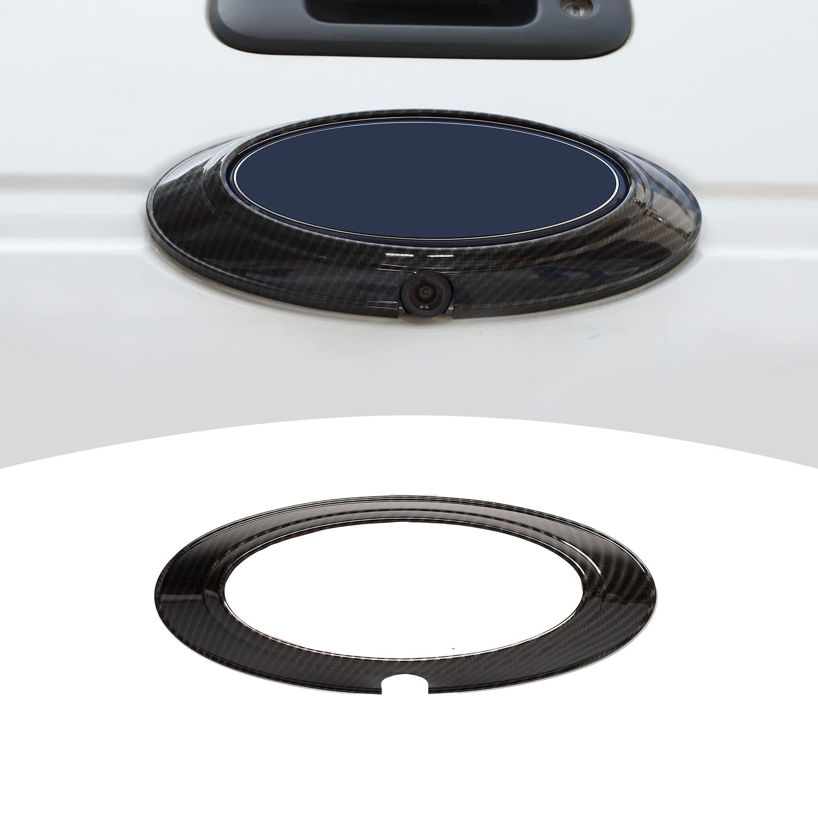 Jimen Kompatibel mit 2009–2014 Ford F150 Heck-Auto-Logo-Emblem, Abzeichen, Ring, Abdeckung, Außenzubehör (Kohlefaser) von Jimen