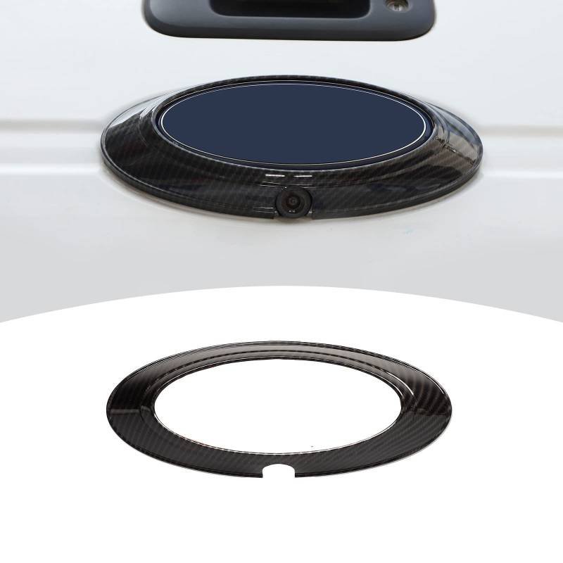 Jimen Kompatibel mit 2009–2014 Ford F150 Heck-Auto-Logo-Emblem, Abzeichen, Ring, Abdeckung, Außenzubehör (Kohlefaser) von Jimen