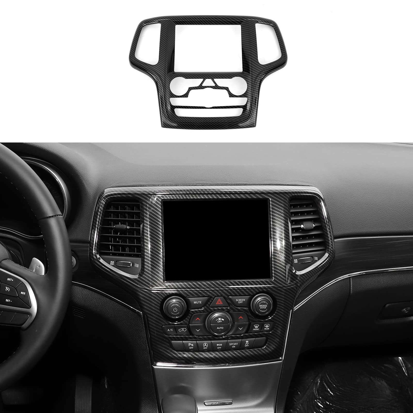 Jimen Kompatibel mit Jeep Grand Cherokee 2014–2018, Mittelkonsole, Navigation, GPS-Radio-Panel, Verkleidung (Kohlefaser) von Jimen