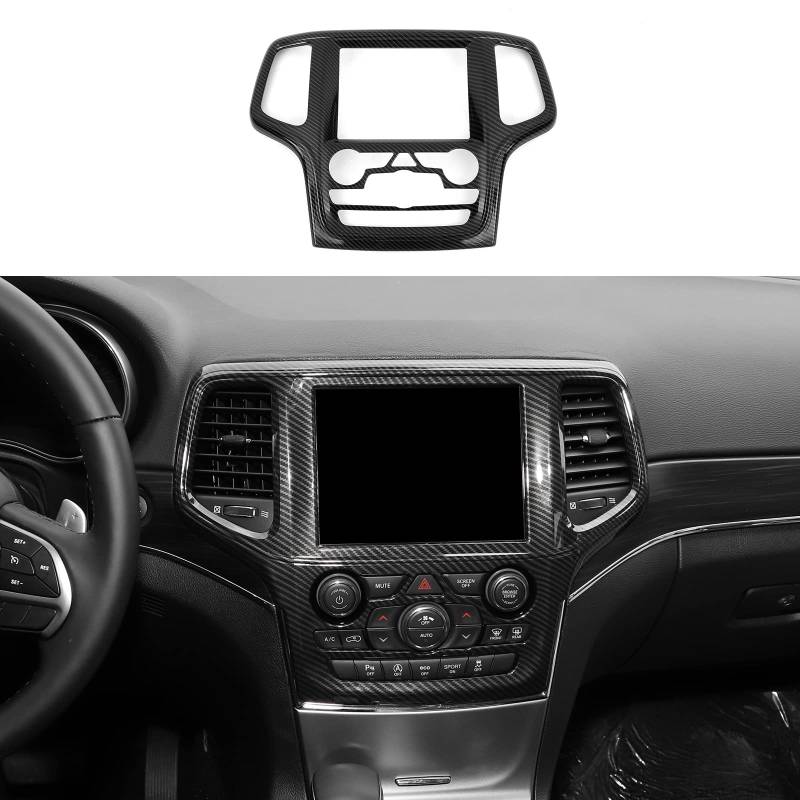 Jimen Kompatibel mit Jeep Grand Cherokee 2014–2018, Mittelkonsole, Navigation, GPS-Radio-Panel, Verkleidung (Kohlefaser) von Jimen