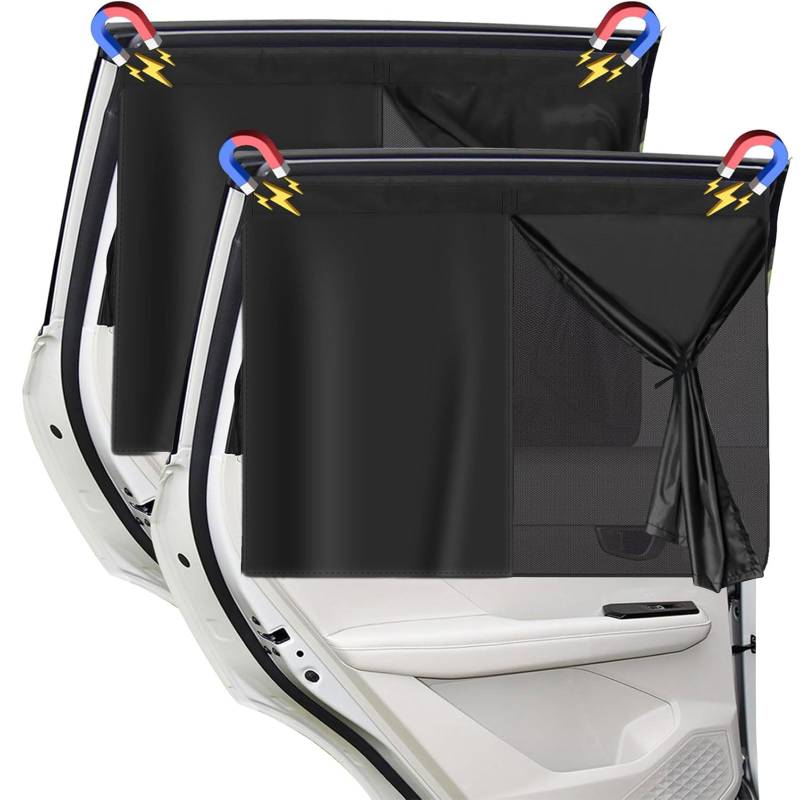 Sonnenschutz Auto Baby, 2 Pack Magnetisch Doppelschicht Sonnenschutz Kinder/Auto Vorhang UV Schutz & Verdunkelung Autofenster Hitzeschutz Vorhang für Seitenscheibe passend für die meisten Fahrzeuge von Jinfanshurich
