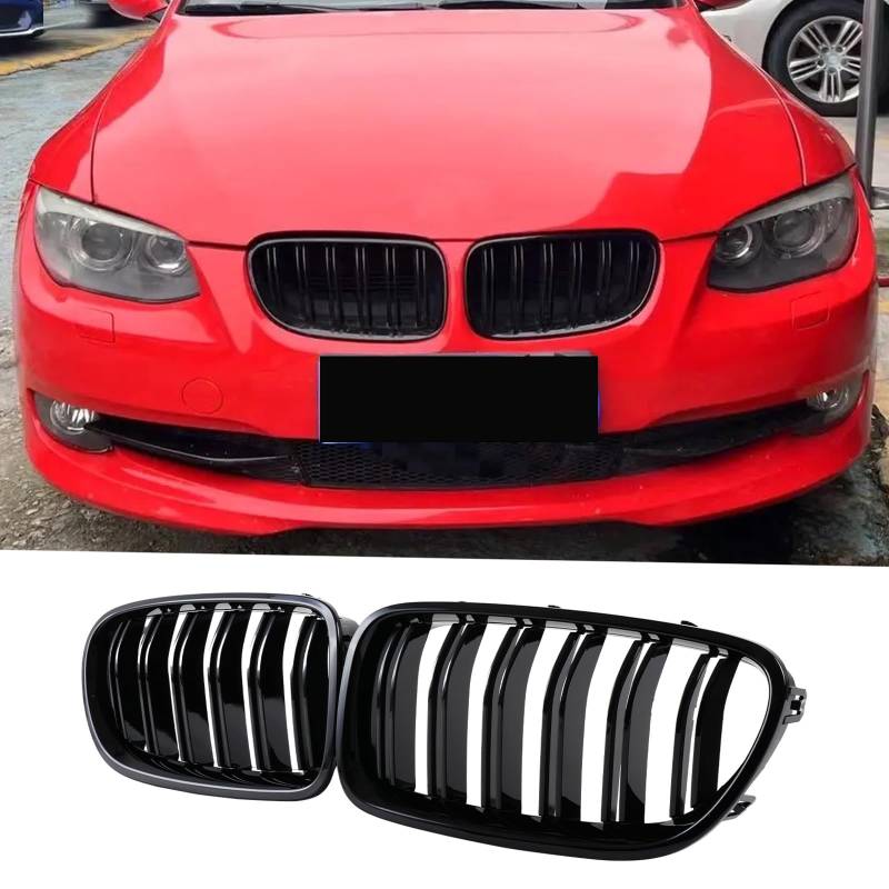 Jinpengyong E92 Nieren Schwarz Passend für BMW 3er E92 Coupé E93 Cabrio 328i 335i LCI-Facelift 2010-2013 E93 Kühlergrill Gloss Schwarz Kühlergrill Vorne（Nicht für M3） von Jinpengyong