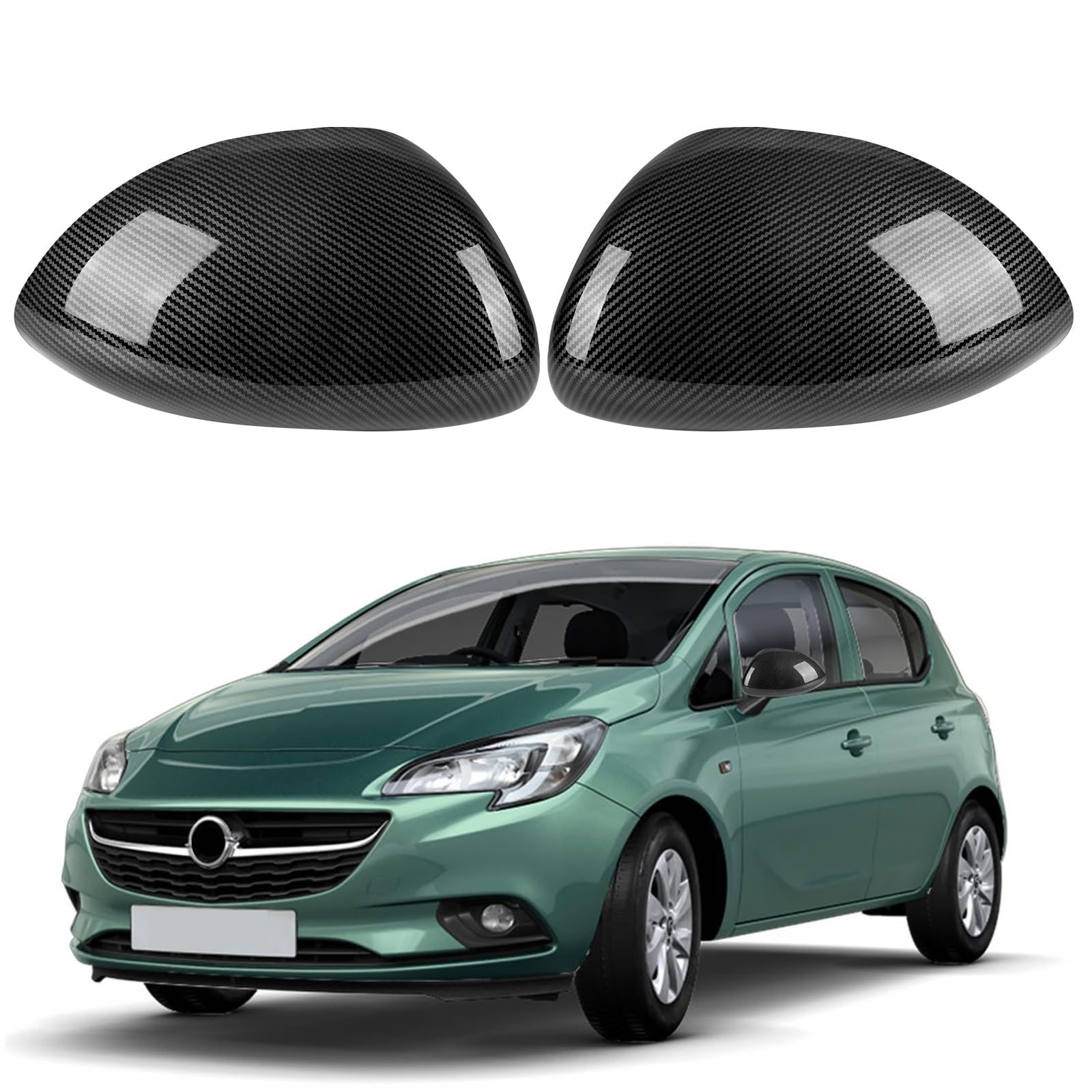 1 Paar Spiegelabdeckungen Ersatz für Opel Corsa D 2006-2014 / Corsa E 2014-2019, Auto Spiegelkappen Außenspiegelkappe Rückspiegelkappe,Seitenspiegel Abdeckungen (Carbon-Muster) von JinsenTGG