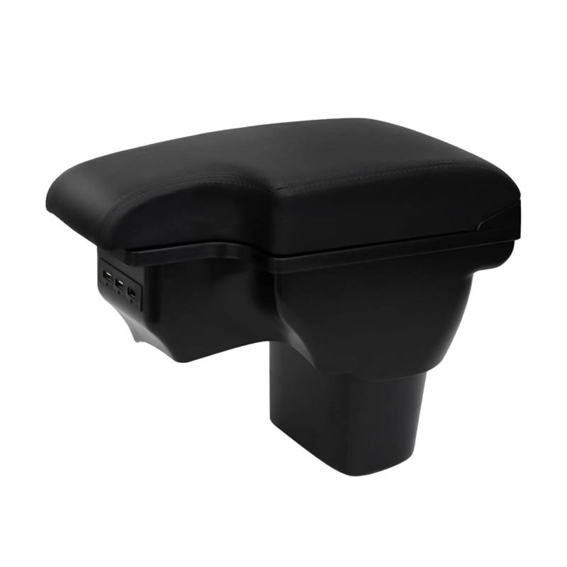 Armlehne Box Kompatibel mit Nissan Juke/Infiniti ESQ 2011-2019 Mittelarmlehne Doppelschicht Auto Aufbewahrungsbox mit 3 USB Schwarzes Leder mit Schwarz Linien von JinsenTGG