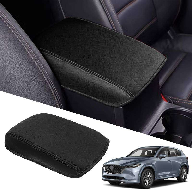Armlehnenbezüge Ersatz für Mazda CX-5 MK2 KF 2017-2024 Auto Mittelarmlehne Abdeckung Mittelkonsole Armlehnen Schutz PU Leder Schutzhülle - Schwarz von JinsenTGG