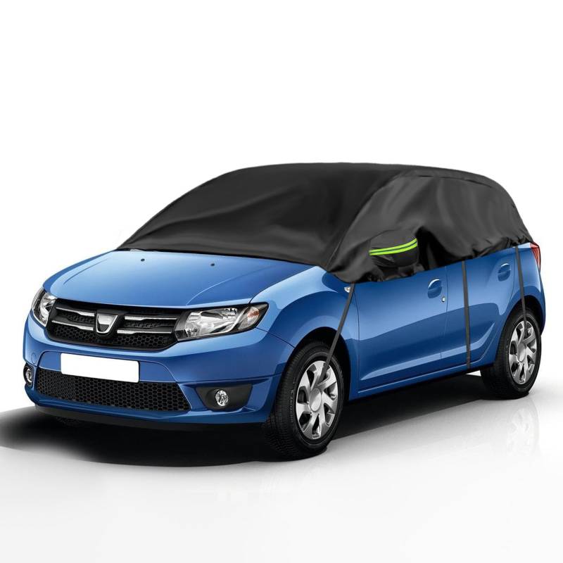 Autoabdeckung Wasserdicht Ersatz für Dacia Sandero 2012-2023, Halbgarage, Autohülle Autoplane, Winddichte Halbabdeckung für Allwetter, UV-Beständige Vollgarage Regen Sonne Staub Schutz von JinsenTGG