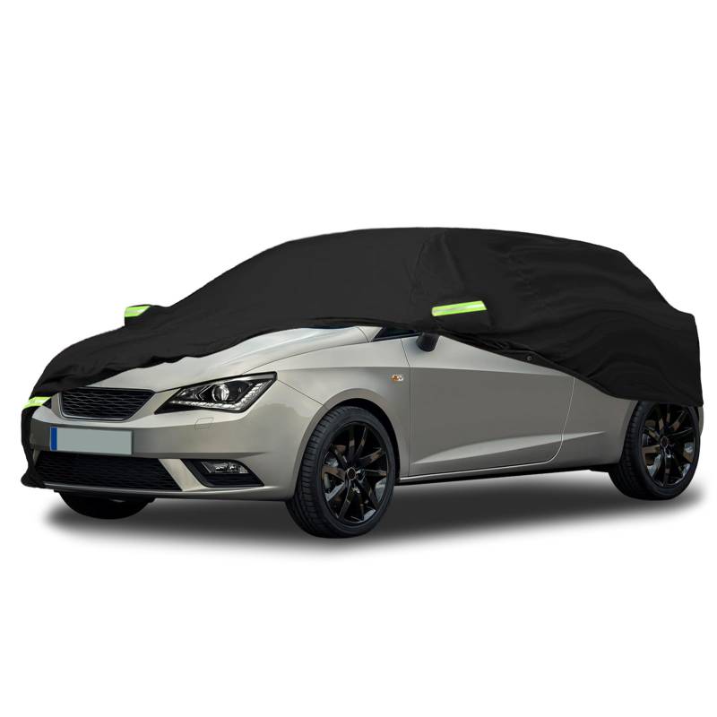 Autoabdeckung Wasserdicht Ersatz für SEAT Ibiza 2008-2023, Auto Abdeckplane Autogarage Autoplane Ganzgarage Wasserdicht 0utdoor Vollgarage Reflexionsstreifen Schwarz von JinsenTGG