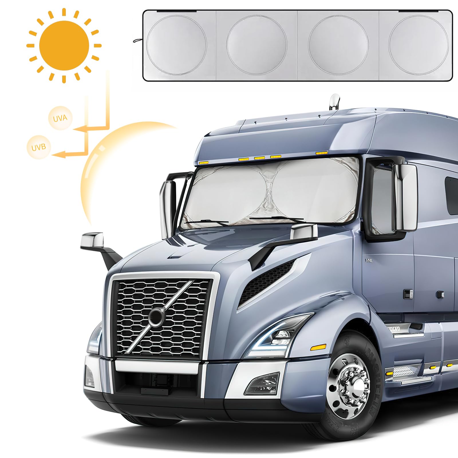 Halb LKW Sonnenschutz Kompatibel mit Freightliner, Auto Sonnenschutz Kompatibel mit Volvo, Windschutzscheibe Frontscheibe 240T UV Schutz Faltbar für Semi Commercial Big Rig Truck 100% Schattierung Halb LKW Sonnenschutz Kompatibel mit Freightliner, Auto Sonnenschutz Kompatibel mit Volvo, Windschutzscheibe Frontscheibe 240T UV Schutz Faltbar für Semi Commercial Big Rig Truck 100% Schattierung von JinsenTGG