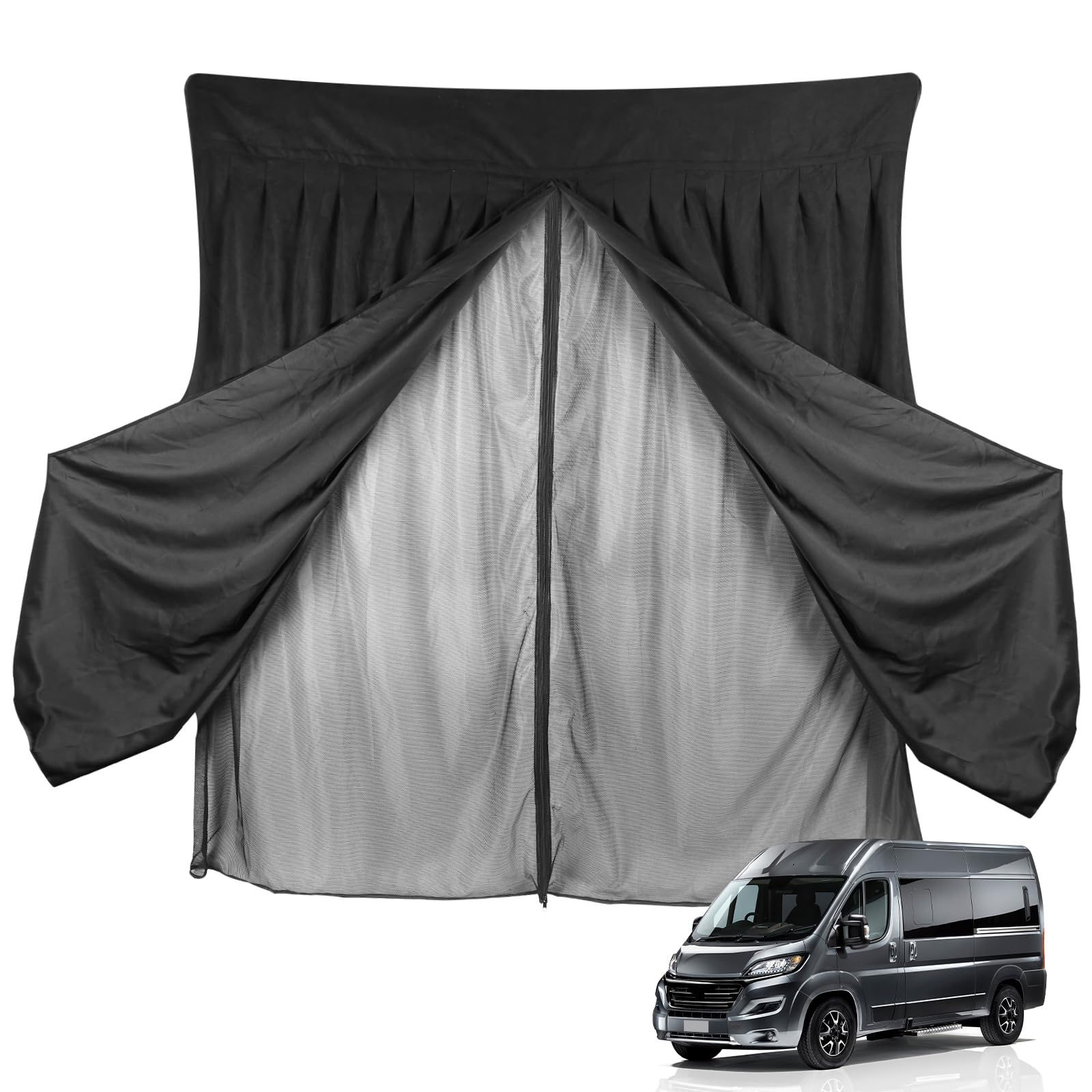 Insektennetz Ersatz für FIAT Ducato/Peugeot Boxer/Citroen Relay 2006-2024 (X250/X290 H2/H3/L2L3L4), Auto Hintertür Heckklappe Insektennetz, Zweischichtig Magnetische Moskitonetze mit Wildleder von JinsenTGG