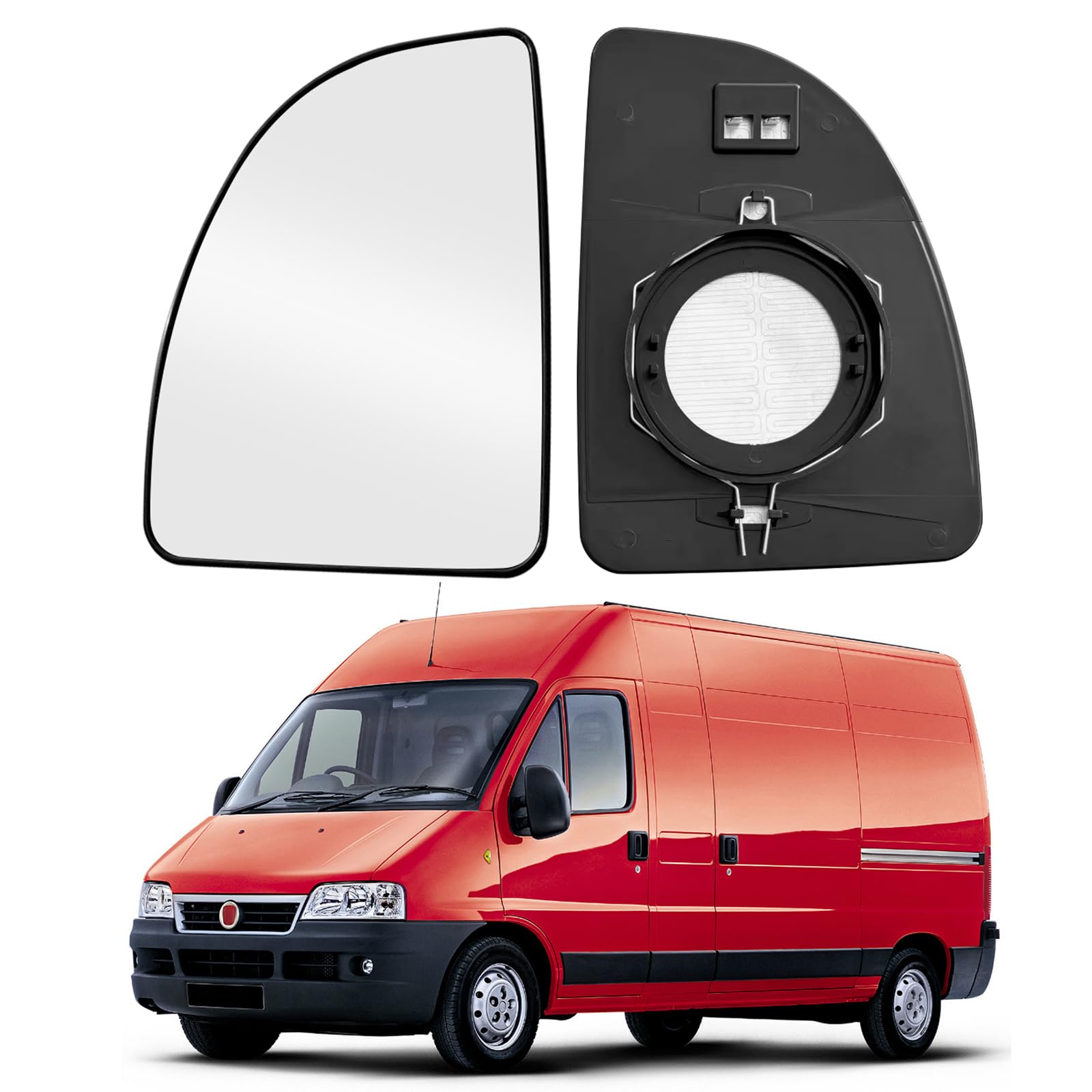 JinsenTGG Spiegelglas Ersatz für Fiat Ducato/Peugeot Boxer/Citroen Relay 1998-2005, Außenspiegel Glas Asphärisch Verstellbar Geeignet, Umkehrlinse Rückfahrglas Spiegel, Obere Linse (Links) von JinsenTGG