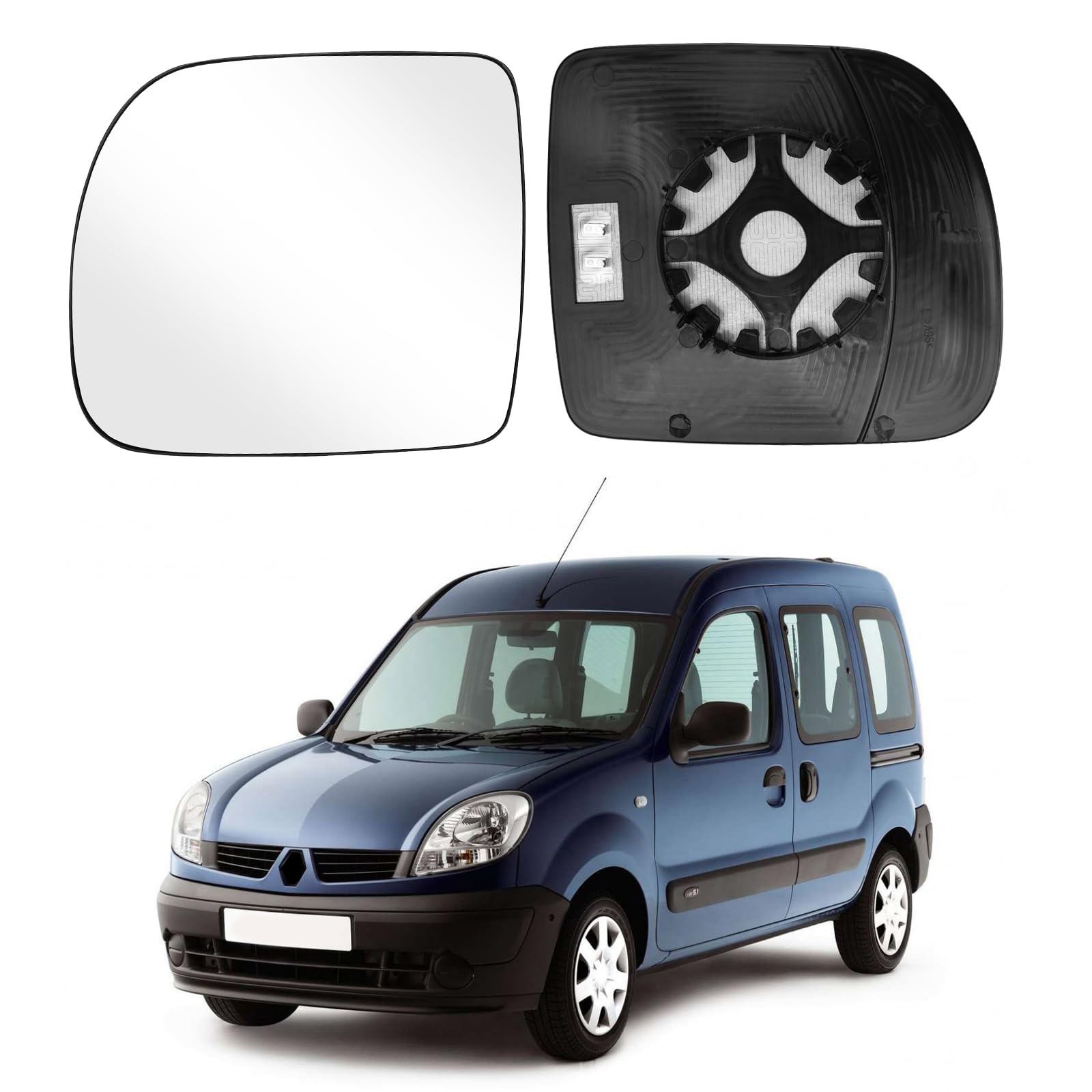 JinsenTGG Spiegelglas Ersatz für Renault Kangoo I 1997-2003, Beheizbar Außenspiegel Glas Asphärisch Verstellbar Geeignet, Umkehrlinse Rückfahrglas Spiegel (Links) von JinsenTGG