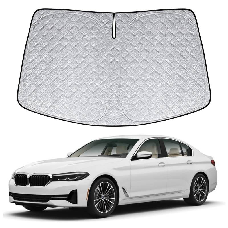 Sonnenschutz Auto Frontscheibe Ersatz für BMW 5 Series 2018-2023, Auto Windschutzscheibe Sonnenschutz Innen, Faltbar Sonnenschirm Auto UV Schutz Reflektierender Staub Schutz Sonnenschutzfolie Zubehör von JinsenTGG