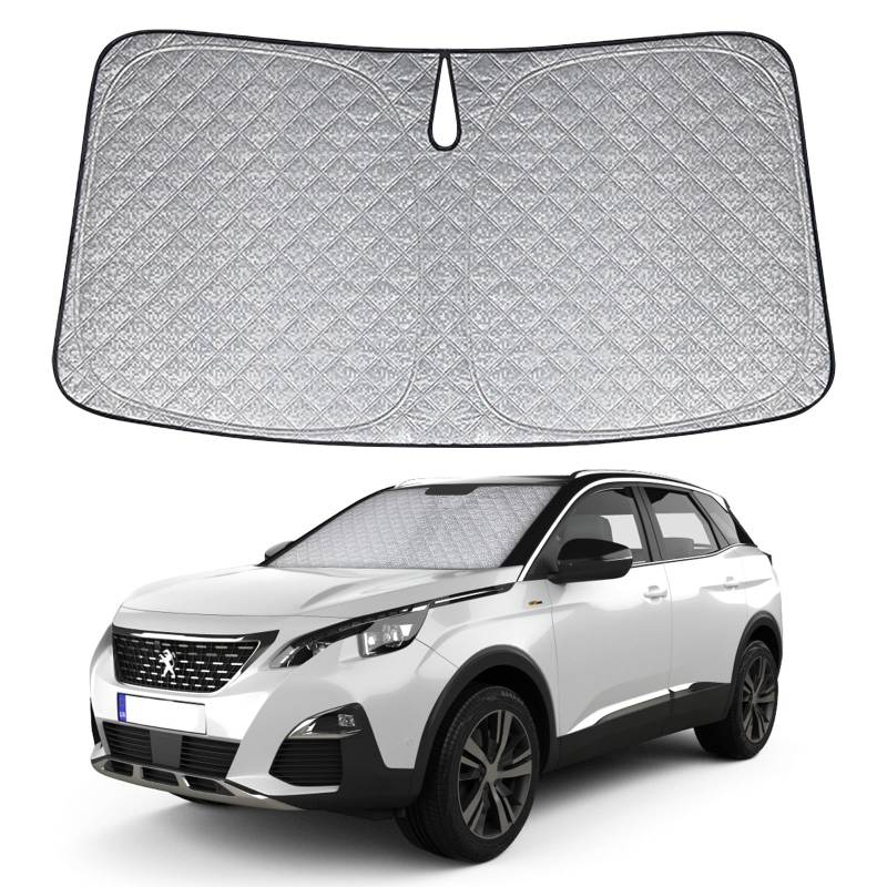 Sonnenschutz Auto Frontscheibe Ersatz für Peugeot 3008 2016-2024, Auto Windschutzscheibe Sonnenschutz Innen, Faltbar Sonnenschirm Auto UV Schutz Reflektierender Staub Schutz Sonnenschutzfolie Zubehör von JinsenTGG