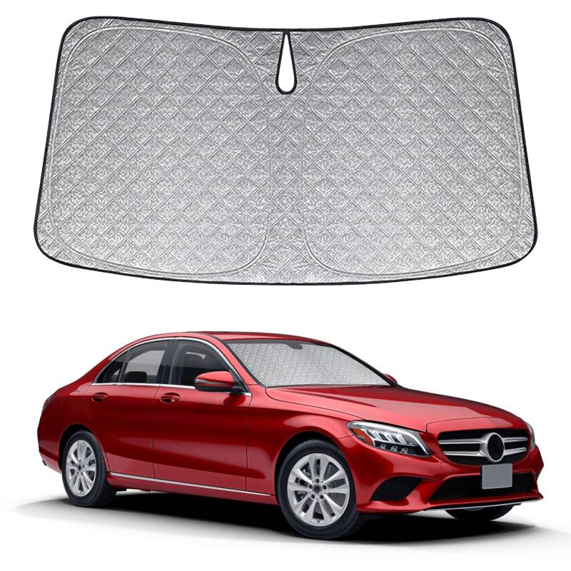 Sonnenschutz Auto Frontscheibe Kompatibel mit Mercedes-Benz C-Class W205/W206 2015-2024, Windschutzscheibe Sonnenschutz Innen, Faltbar Sonnenschirm UV Schutz Staub Schutz Sonnenschutzfolie Zubehör von JinsenTGG