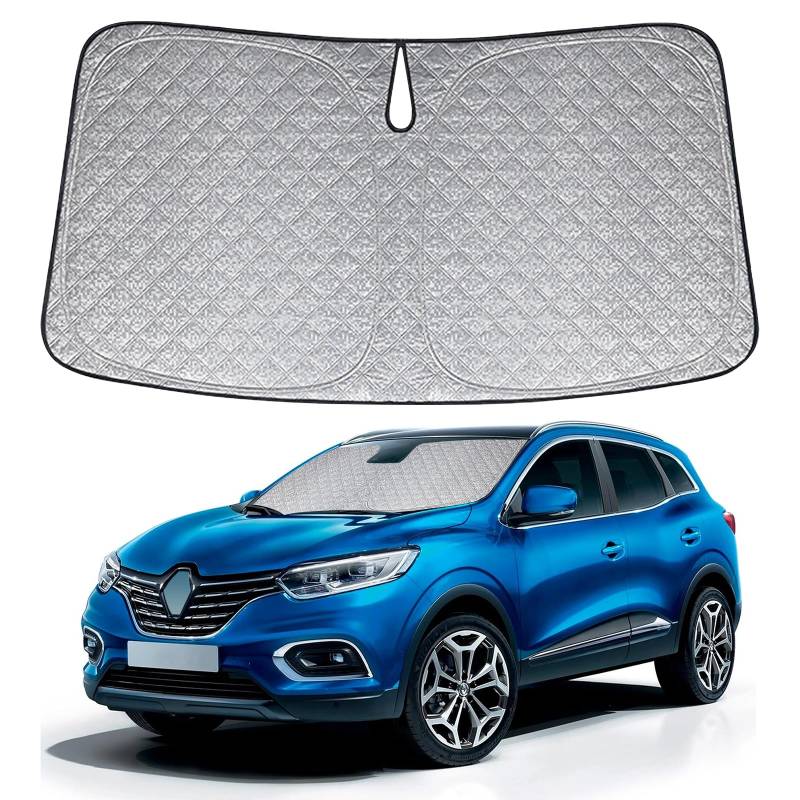 Sonnenschutz Auto Frontscheibe Kompatibel mit Renault Kadjar 2015-2022, Windschutzscheibe Sonnenschutz Innen, Faltbar Sonnenschirm UV Schutz Reflektierender Staub Schutz Sonnenschutzfolie Zubehör von JinsenTGG
