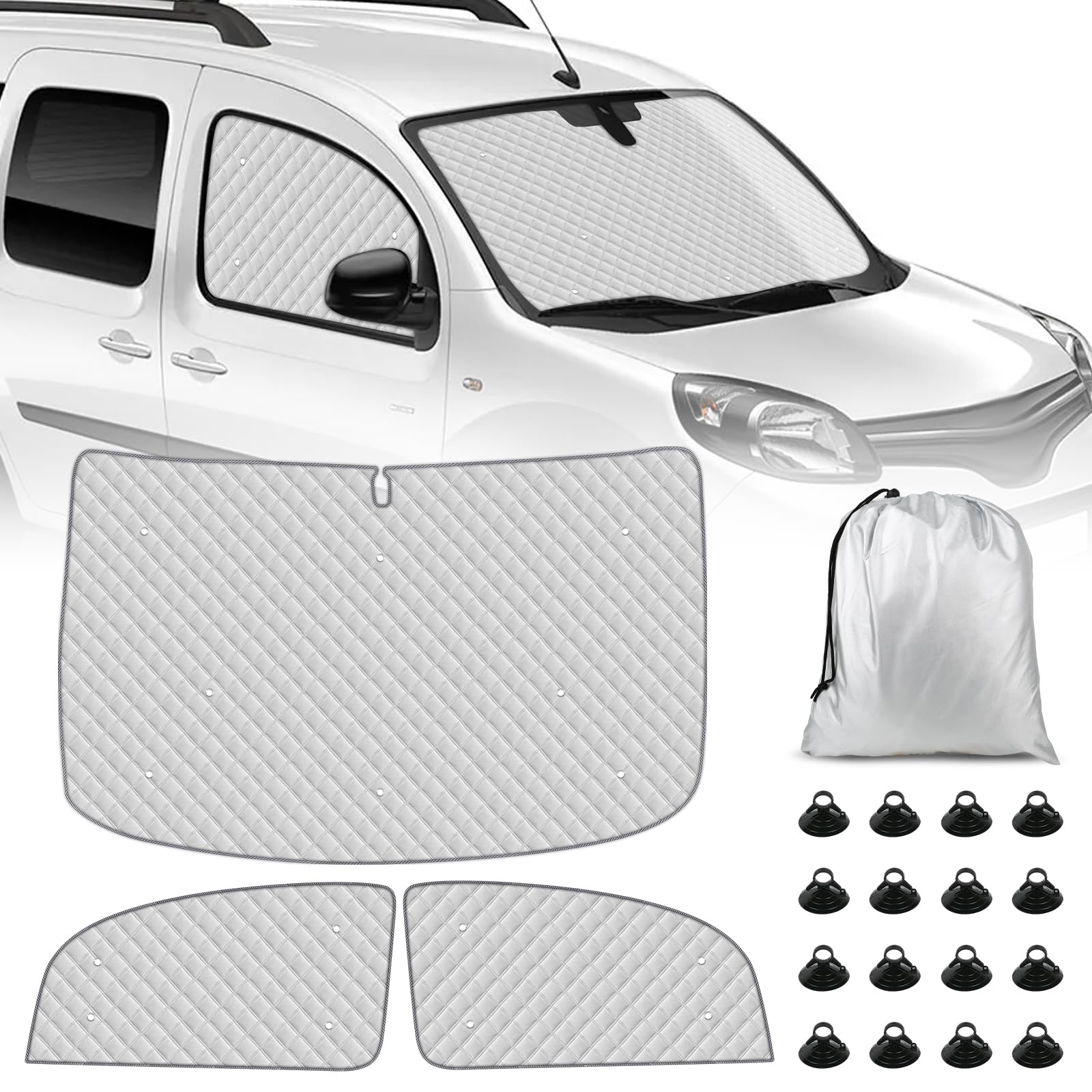 Sonnenschutz Auto Frontscheibe Kompatibel mit Renault Kangoo Second Generation X61 2007-2021, 3PCS Sonnenschutz Windschutzscheiben Schutz Set, Internes Thermomatte, Faltbar Sonnenblende Sonnenschutz Auto Frontscheibe Kompatibel mit Renault Kangoo Second Generation X61 2007-2021, 3PCS Sonnenschutz Windschutzscheiben Schutz Set, Internes Thermomatte, Faltbar Sonnenblende von JinsenTGG