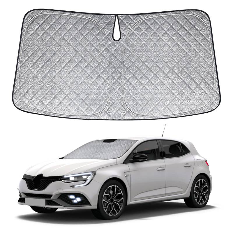 Sonnenschutz Auto Frontscheibe Kompatibel mit Renault Megane 2016-2024, Windschutzscheibe Sonnenschutz Innen, Faltbar Sonnenschirm UV Schutz Reflektierender Staub Schutz Sonnenschutzfolie Zubehör von JinsenTGG