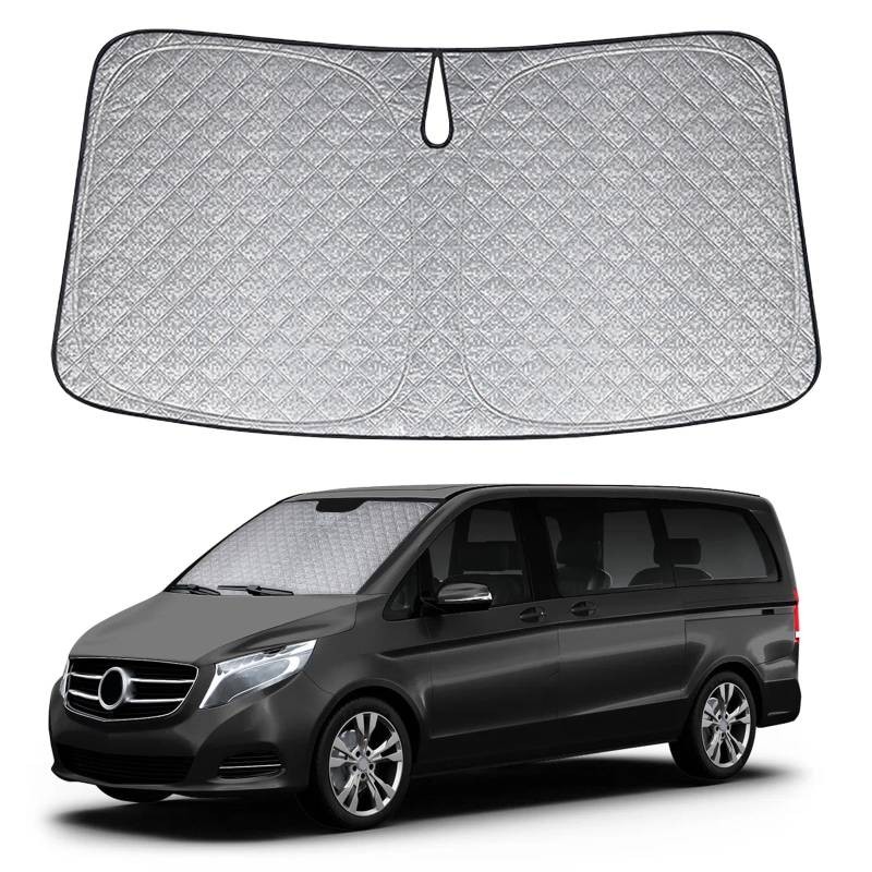 Sonnenschutz Frontscheibe Kompatibel mit Mercedes-Benz Vito 2014-2024, Auto Windschutzscheibe Sonnenschutz Innen, Faltbar Sonnenschirm UV Schutz Reflektierender Staub Schutz Sonnenschutzfolie von JinsenTGG