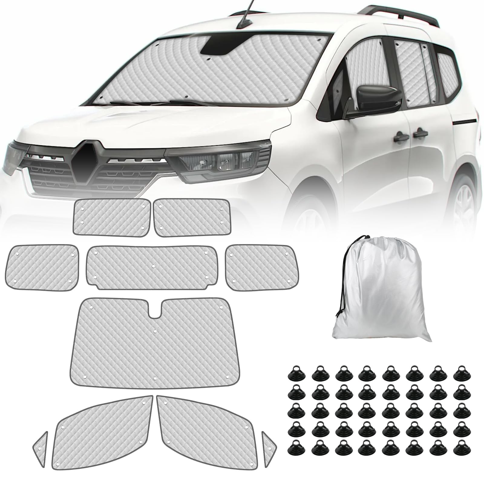 Sonnenschutz Frontscheibe Kompatibel mit Renault Kangoo III XFK 2020-2025, 10 PCS Sonnenschutz Windschutzscheiben Schutz Set, Internes Thermomatte, Auto Faltbar Sonnenblende Sonnenschutz Frontscheibe Kompatibel mit Renault Kangoo III XFK 2020-2025, 10 PCS Sonnenschutz Windschutzscheiben Schutz Set, Internes Thermomatte, Auto Faltbar Sonnenblende von JinsenTGG