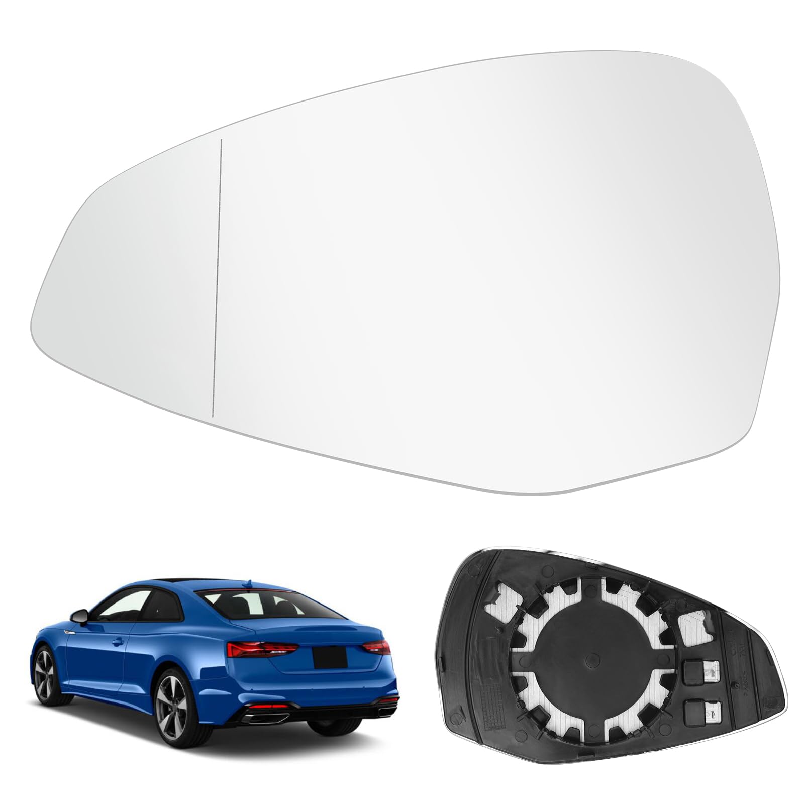 Spiegelglas Ersatz für Audi A4/A4L B9 2017-2021 / A5 2017-2021, Außenspiegel Glas Asphärisch Verstellbar Umkehrlinse Rückfahrglas Geeignet, Umkehrlinse Rückfahrglas Spiegel (Links) von JinsenTGG